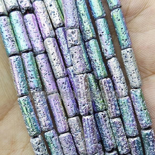 Hematite Tube Beads Multicolor Electroplated