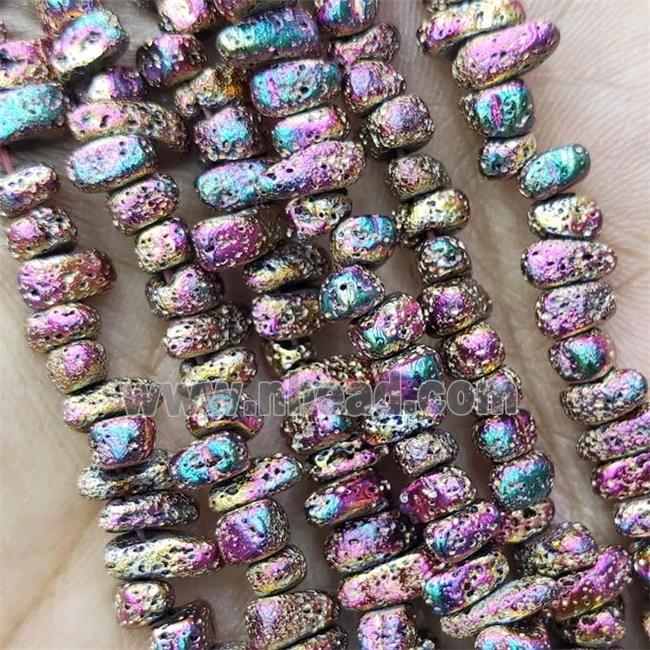 Hematite Beads Freeform Multicolor Electroplated