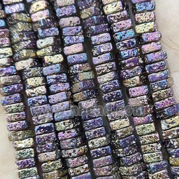 Hematite Beads Square Multicolor Electroplated