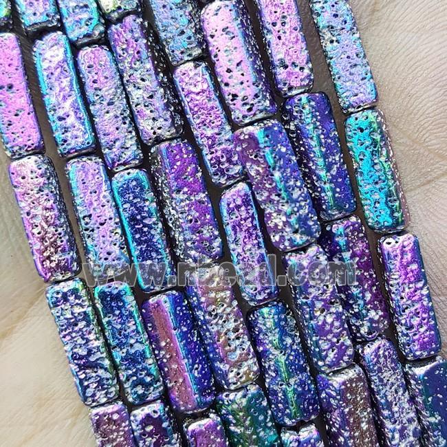 Hematite Tube Beads Rainbow Electroplated