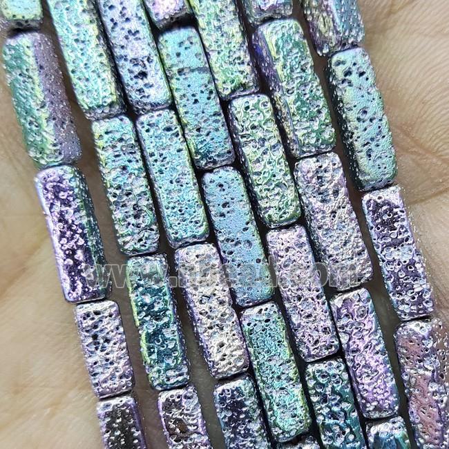 Hematite Tube Beads Multicolor Electroplated