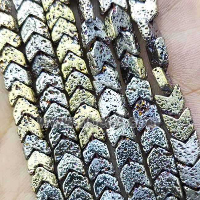 Hematite Chevron Beads V-shape Green Electroplated