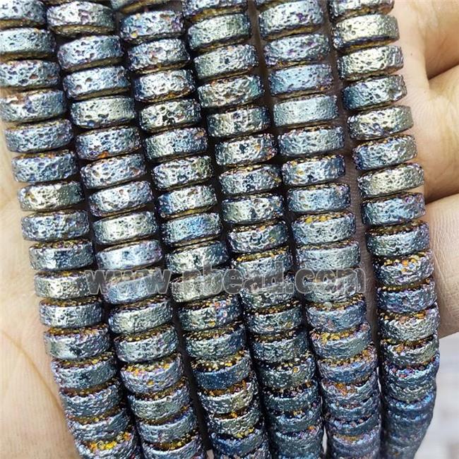 Hematite Heishi Beads Green Electroplated