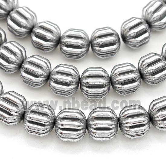 Hematite Pumpkin Beads Platinum Plated