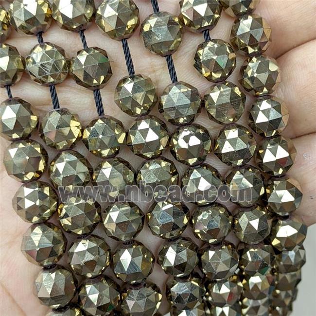 Hematite Beads Cut Round Pyrite Color Electroplated