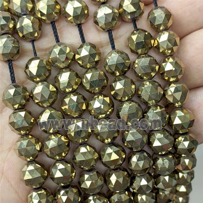 Hematite Beads Cut Round Gold Electroplated