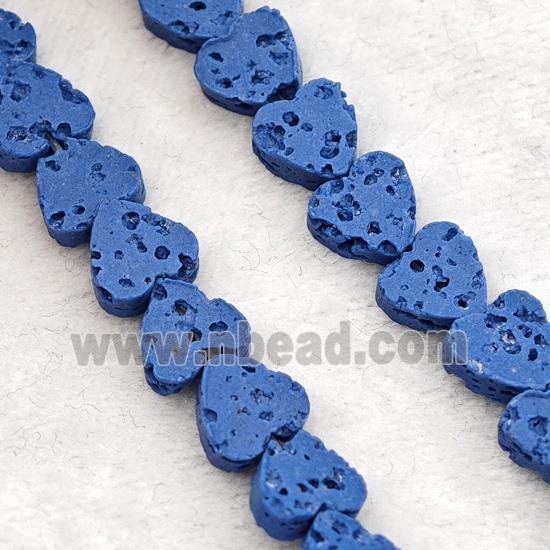 Blue Lava Heart Beads