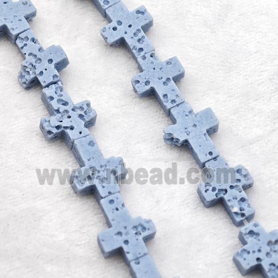 Bluegray Lava Cross Beads