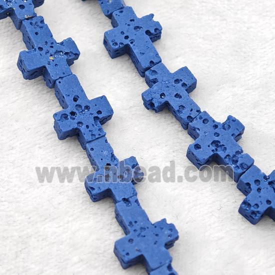 Blue Lava Cross Beads