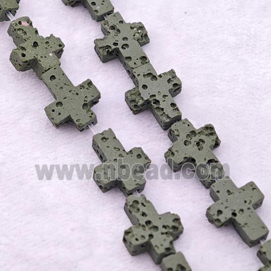 Green Lava Cross Beads