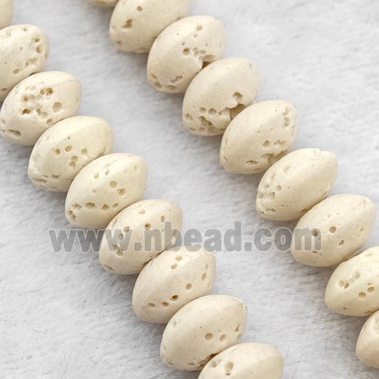 MilkWhite Lava Rondelle Beads Smooth