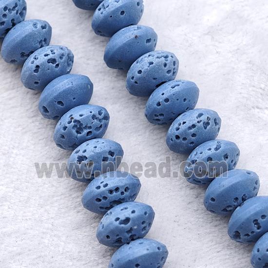 Blue Lava Rondelle Beads Smooth