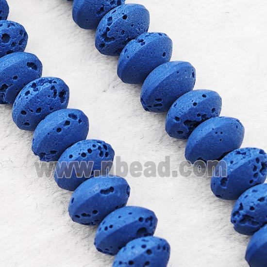 Lava Rondelle Beads Smooth Blue