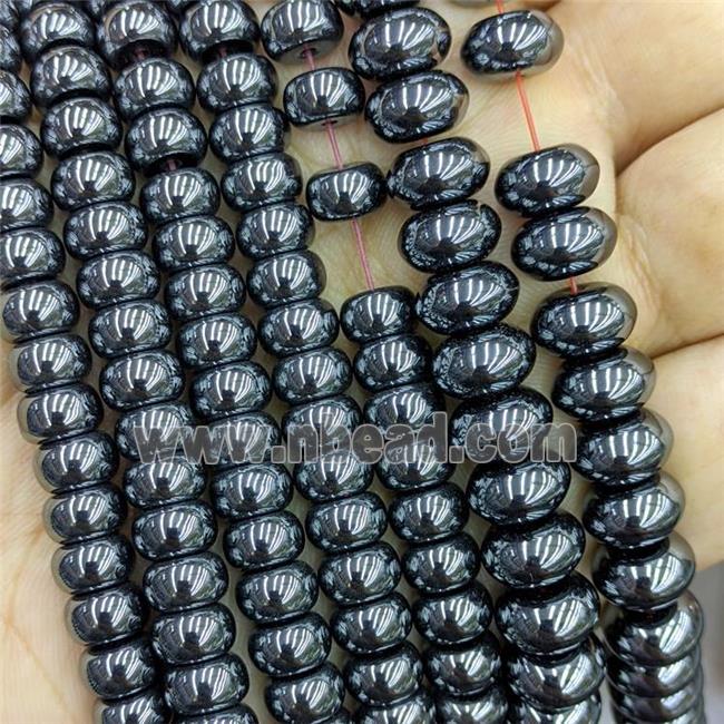 Black Hematite Beads Smooth Rondelle