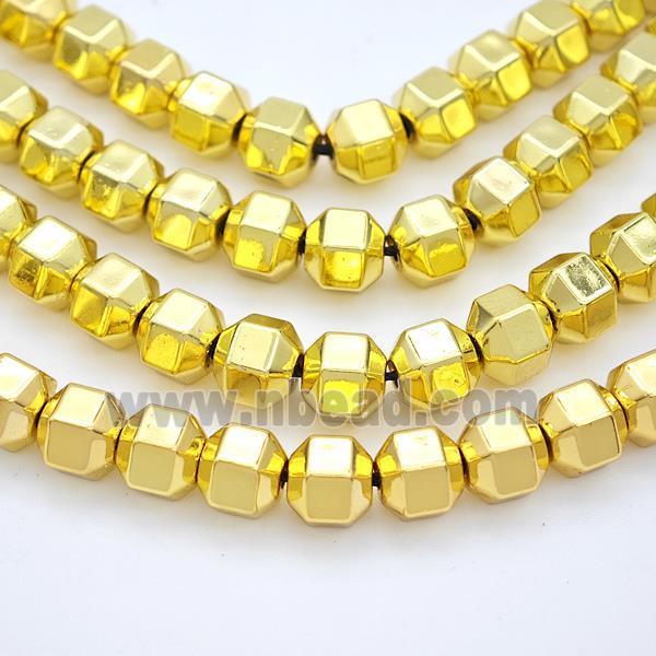 Hematite Beads Prism Shiny Gold