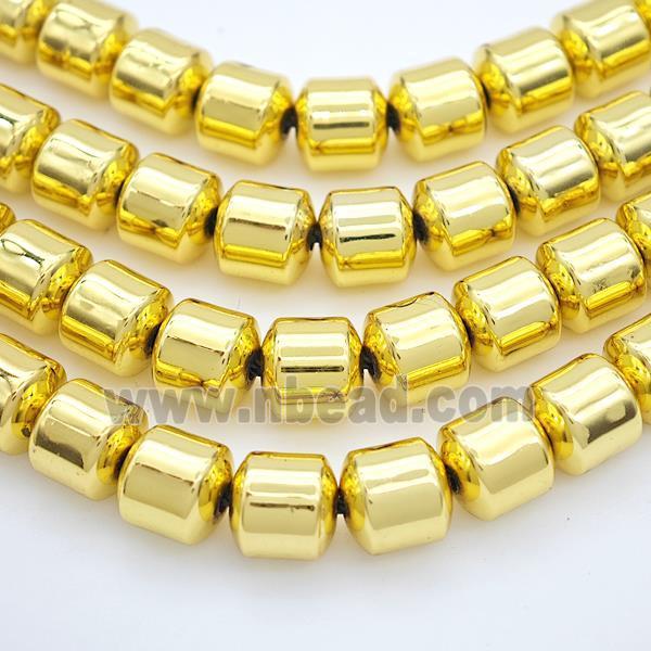 Hematite Tube Beads Shiny Gold