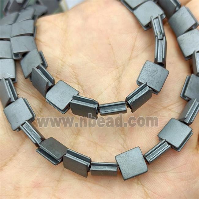 Black Hematite Beads Square Matte