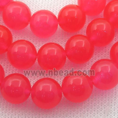 red Spong Jade Beads, round