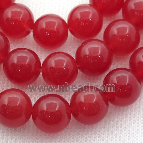 red Spong Jade Beads, round