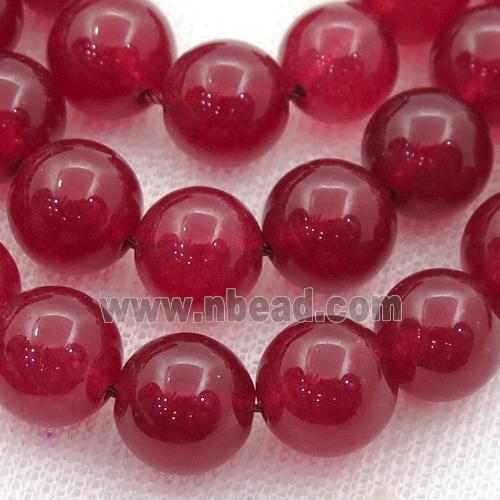 red Spong Jade Beads, round