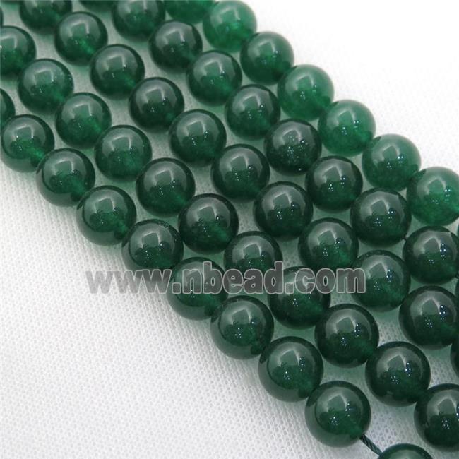 green Spong Jade Beads, round