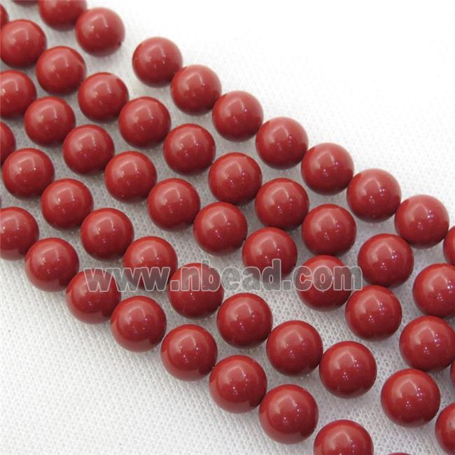 coralred Spong Jade Beads, round