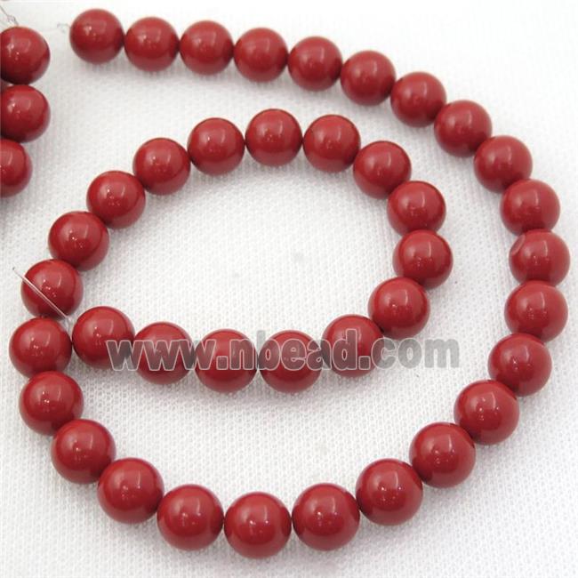 coralred Spong Jade Beads, round