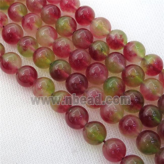 Dichromatic Spong Jade Beads, round