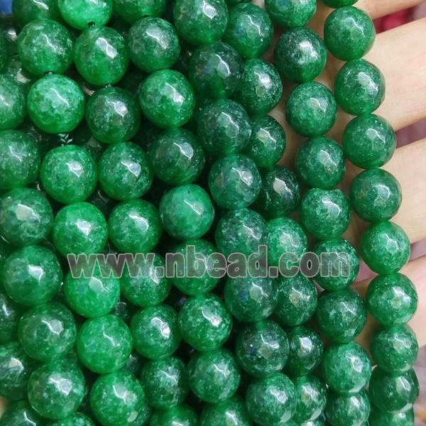 green Jade Beads, faceted round, b-grade