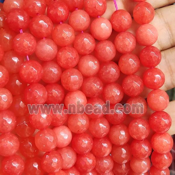 orange Jade Beads, faceted round, b-grade