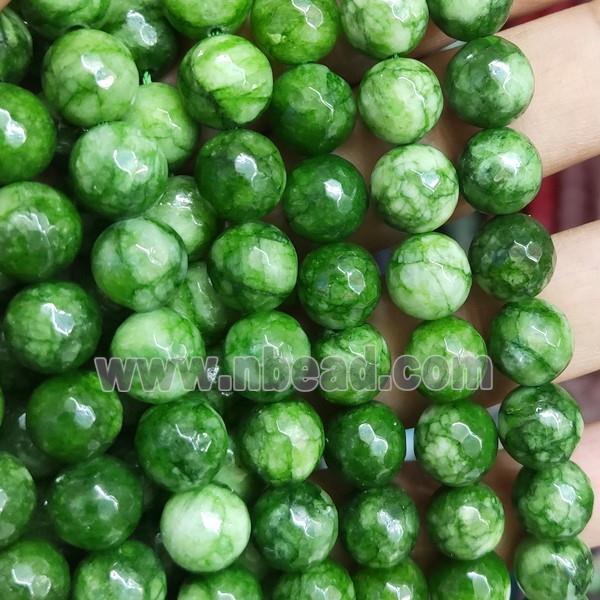 green Jade Beads, faceted round, b-grade