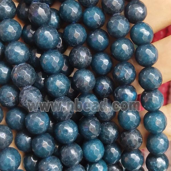 blue Jade Beads, faceted round, b-grade