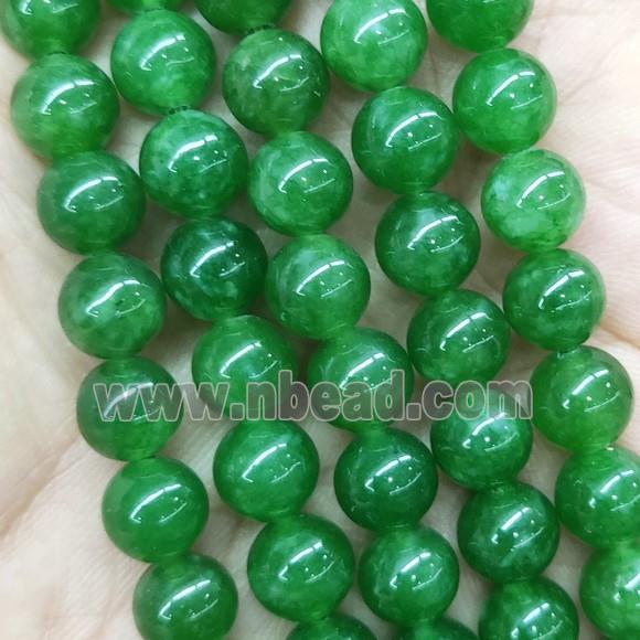 round Jade Beads, green, dye