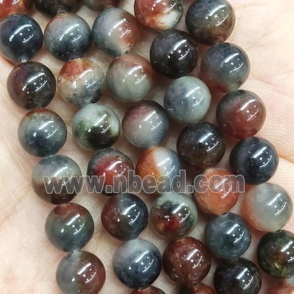 round Jade Beads, multicolor, dye