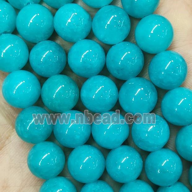 round Jade Beads, dye green