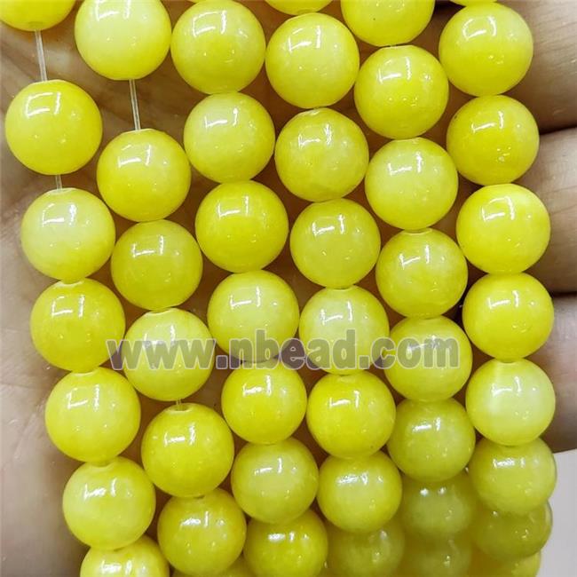 Natural Honey Jade Beads Olive Dye Smooth Round