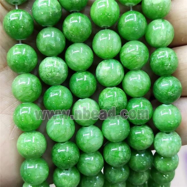 Natural Honey Jade Beads Green Dye Smooth Round