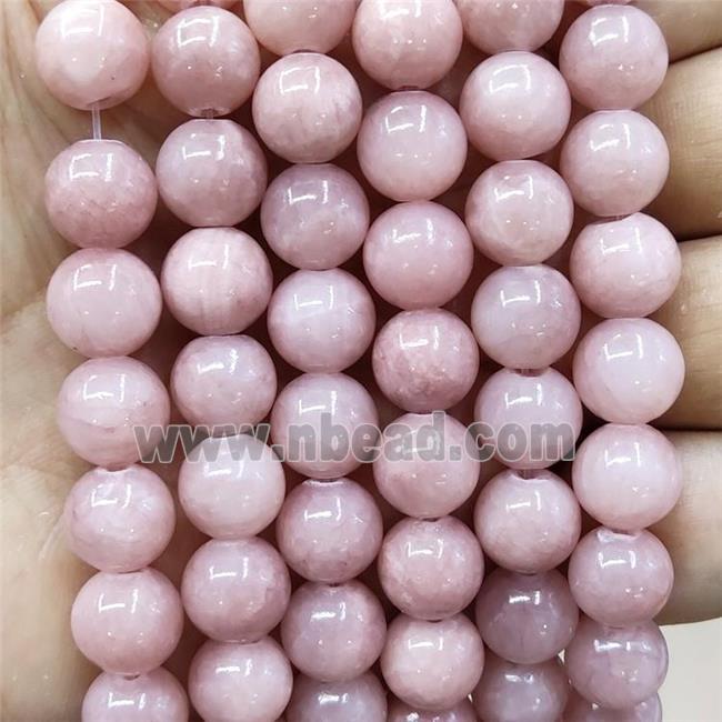 Natural Honey Jade Beads Pink Dye Smooth Round