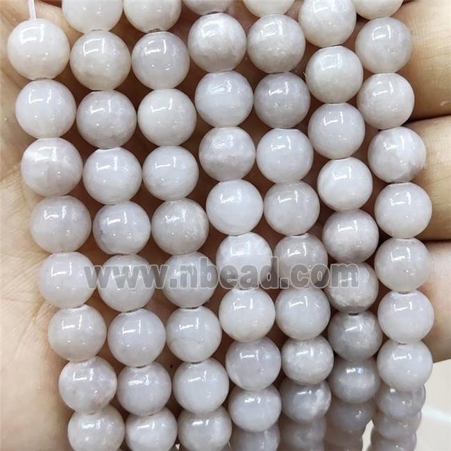 Natural Honey Jade Beads Gray Dye Smooth Round