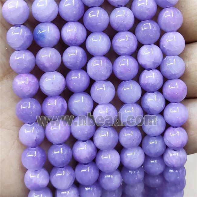 Natural Honey Jade Beads Purple Dye Smooth Round