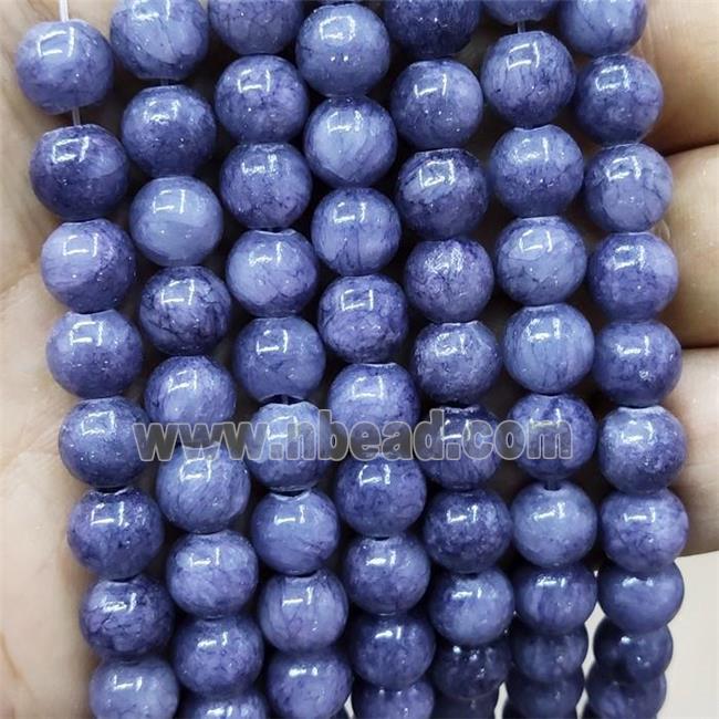 Natural Honey Jade Beads Purple Dye Smooth Round