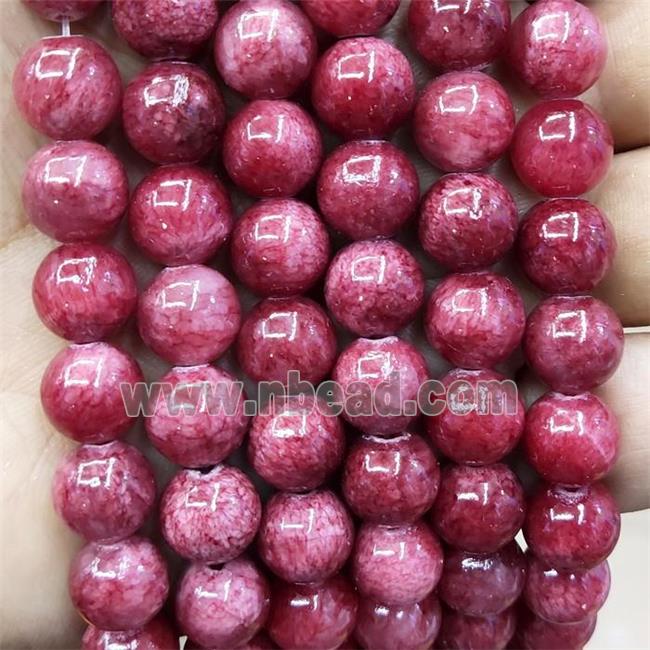 Natural Honey Jade Beads Red Dye Smooth Round