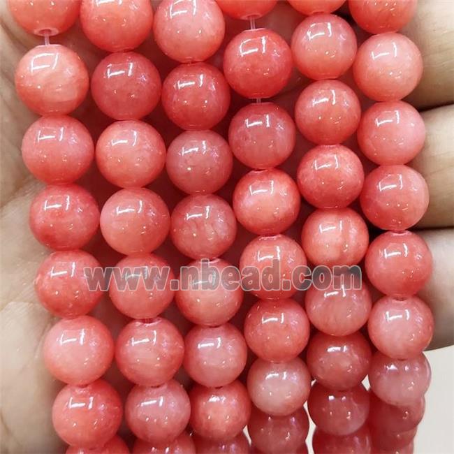 Natural Honey Jade Beads Red Dye Smooth Round