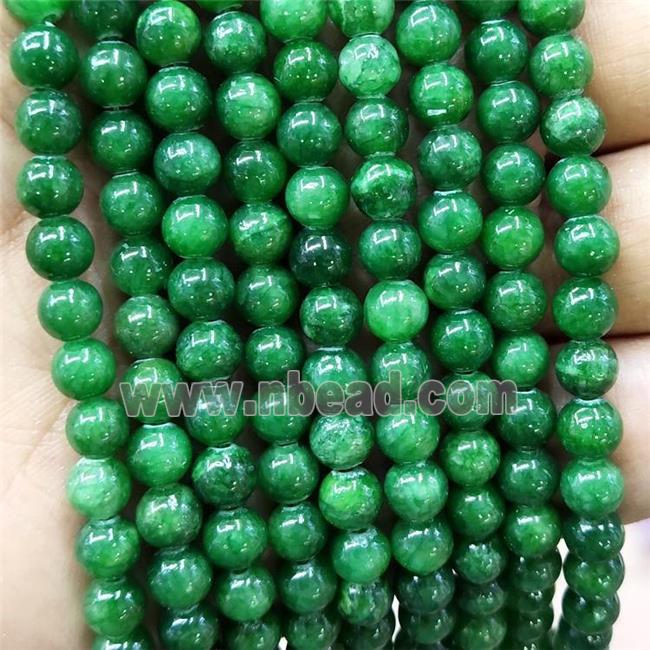 Natural Honey Jade Beads Green Dye Smooth Round