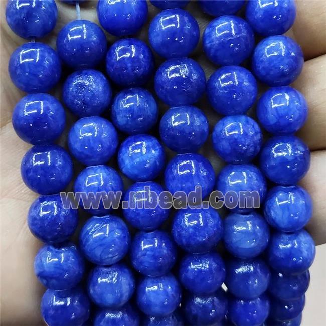 Natural Honey Jade Beads Royalblue Dye Smooth Round