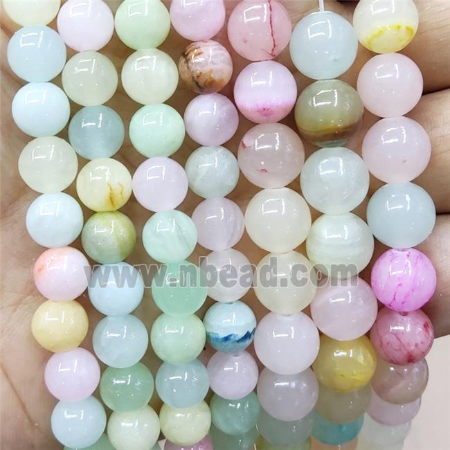 Jade Beads Smooth Round Dye Mixed Color