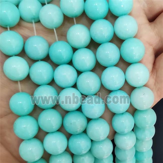 Green Jade Beads Dye Smooth Round