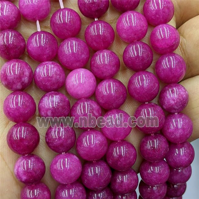 Red Spong Jade Beads Dye Smooth Round