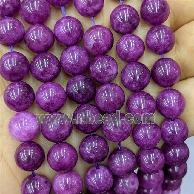 Purple Spong Jade Beads Dye Smooth Round