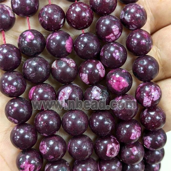 Jade Beads Dye Smooth Round Hotpink